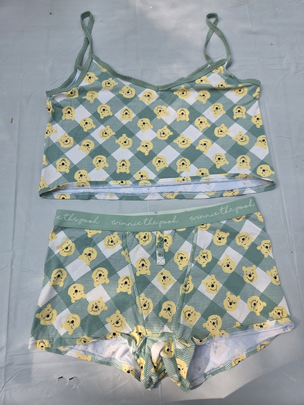 Disney Winnie the Pooh Blue & Green Pajama Set